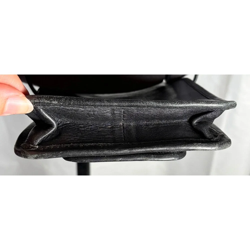 Vintage Y2K Barganza Black Leather Mini Crossbody Bag Map Lining‎ India Boho